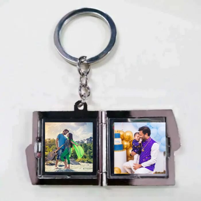 customized 2 photo square shape metal keychain - Image 10