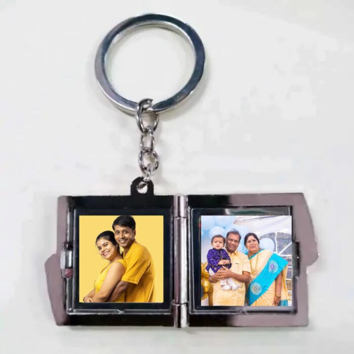 customized 2 photo square shape metal keychain - Image 5