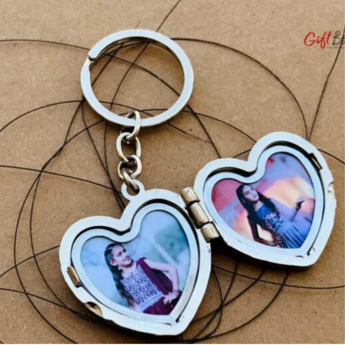 customized 2 photo  Heart  shape metal keychain - Image 8