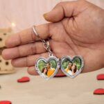 customized 2 photo  Heart  shape metal keychain - Image 11
