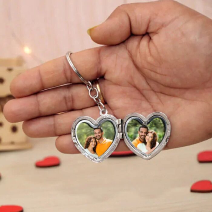 customized 2 photo  Heart  shape metal keychain - Image 11
