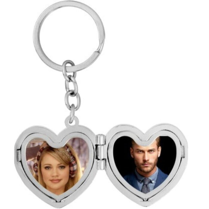 customized 2 photo  Heart  shape metal keychain - Image 2