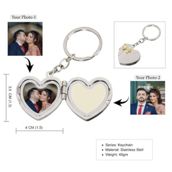 customized 2 photo  Heart  shape metal keychain - Image 5