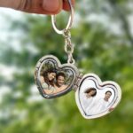 customized 2 photo  Heart  shape metal keychain - Image 6