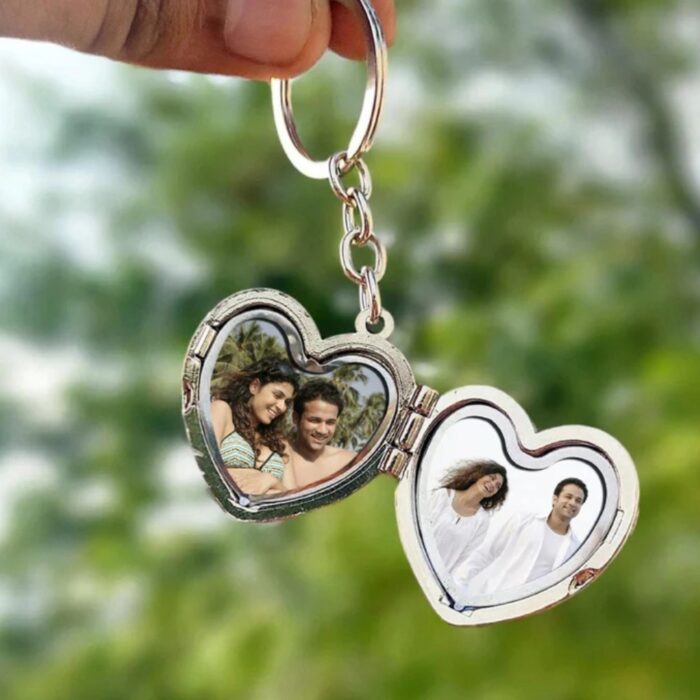 customized 2 photo  Heart  shape metal keychain - Image 6