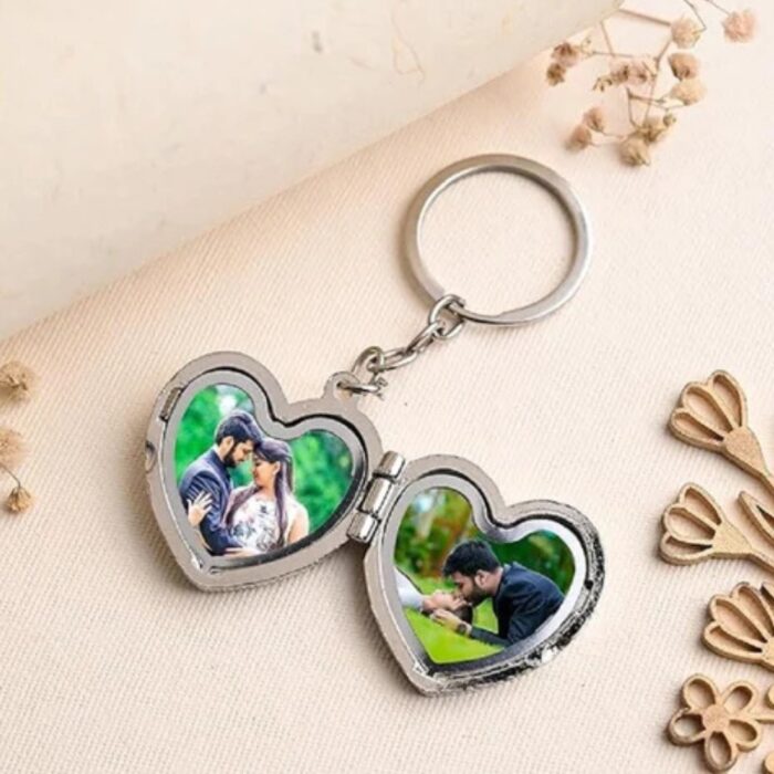 customized 2 photo  Heart  shape metal keychain - Image 13