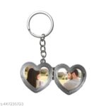 customized 2 photo  Heart  shape metal keychain - Image 4