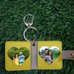 Customized leather keychain with 2 photos