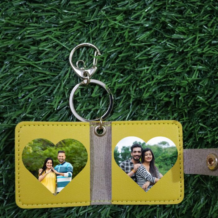 Customized leather keychain with 2 photos - Image 1