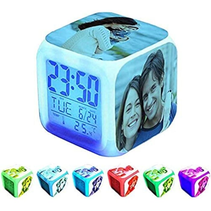 customized 7 colour changing LED digital clock with 4 photo - Image 2