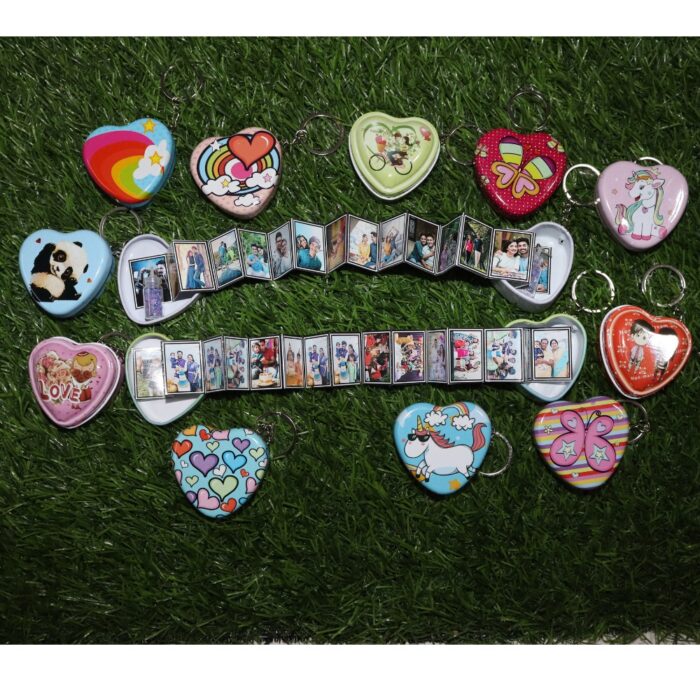 Customized tin keychain photo album with 16 photos(15 photo + 1 wishes) - Image 1
