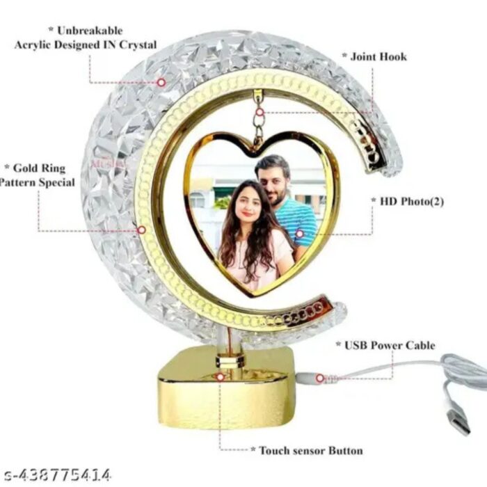 customized LED crystal moon lamp heart photo frame - Image 3