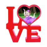 customized love heart photo frame with light