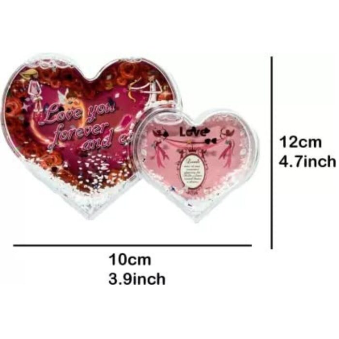 customized 2 photo snow glitter crystal double heart - Image 4