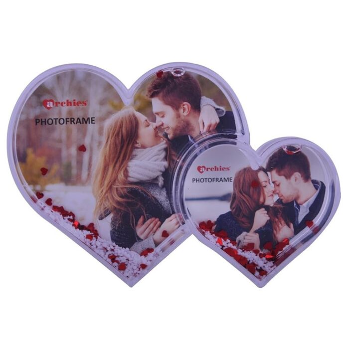 customized 2 photo snow glitter crystal double heart - Image 8