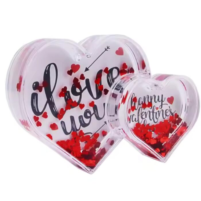 customized 2 photo snow glitter crystal double heart - Image 9
