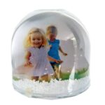Customized 2 photo water glitter snow globe