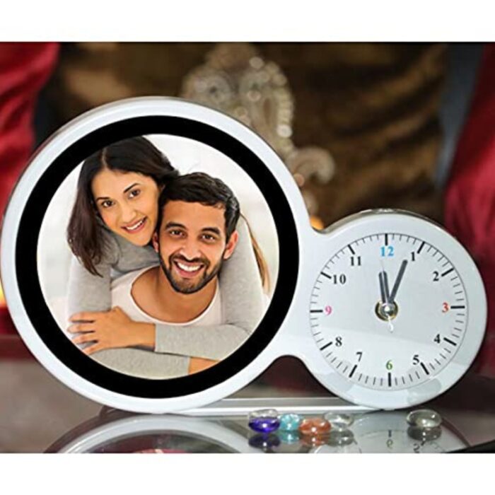 customized big size magic mirror cum photo frame with clock - Image 2