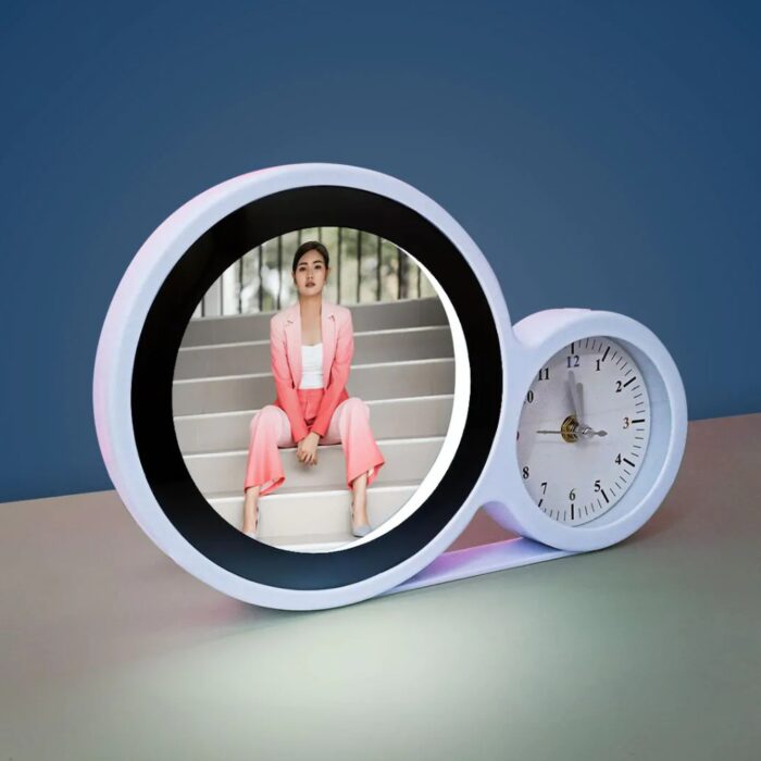 customized big size magic mirror cum photo frame with clock - Image 3