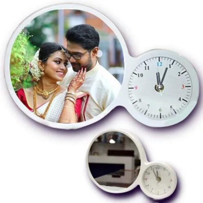 customized big size magic mirror cum photo frame with clock - Image 5