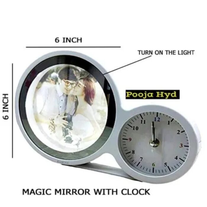 customized big size magic mirror cum photo frame with clock - Image 7