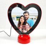 customized heart magic mirror cum photo frame with LED light - Image 3
