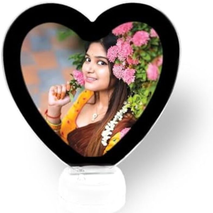 customized heart magic mirror cum photo frame with LED light - Image 5