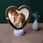 customized heart magic mirror cum photo frame with LED light - Image 6