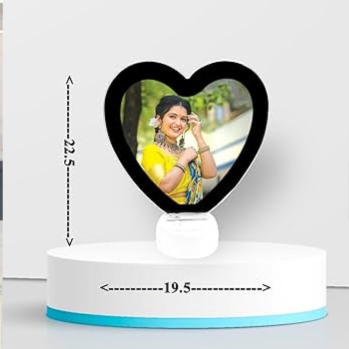 customized heart magic mirror cum photo frame with LED light - Image 7