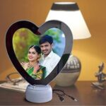 customized heart magic mirror cum photo frame with LED light - Image 12
