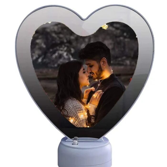 customized heart magic mirror cum photo frame with LED light - Image 13