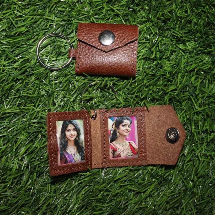 customized leather keychain 2 photo frame - Image 1