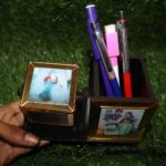 Customized Wooden Rotating 6 Photo Cube With Pen Stand - Image 5