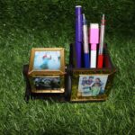 Customized Wooden Rotating 6 Photo Cube With Pen Stand - Image 7