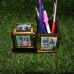 Customized Wooden Rotating 6 Photo Cube With Pen Stand - Image 8