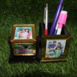 Customized Wooden Rotating 6 Photo Cube With Pen Stand - Image 2