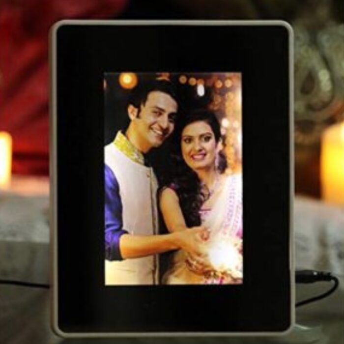 Customized Magic Mirror LED Photo Frame With Your Photo (HarizontalVertical Stand) as Mirror LED Light ON Use as Your Photo Display - Image 9
