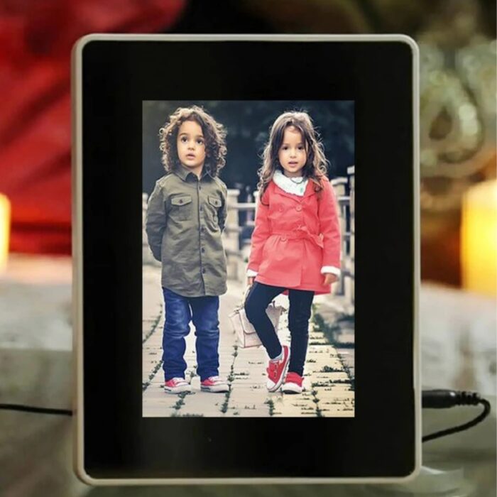 Customized Magic Mirror LED Photo Frame With Your Photo (HarizontalVertical Stand) as Mirror LED Light ON Use as Your Photo Display - Image 5