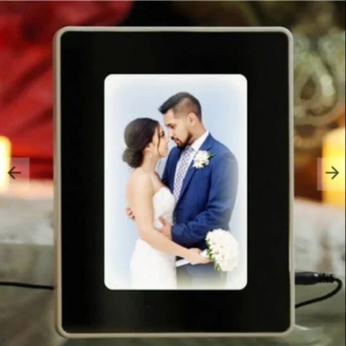 Customized Magic Mirror LED Photo Frame With Your Photo (HarizontalVertical Stand) as Mirror LED Light ON Use as Your Photo Display - Image 4