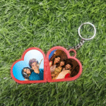 Customized Double side heart photo keychain